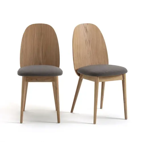 style slow deco mobilier pas cher lot de 2 chaises en bois modernes assises tissus gris