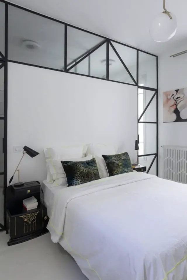 exemple verriere moderne chambre haut du mur design tête de lit