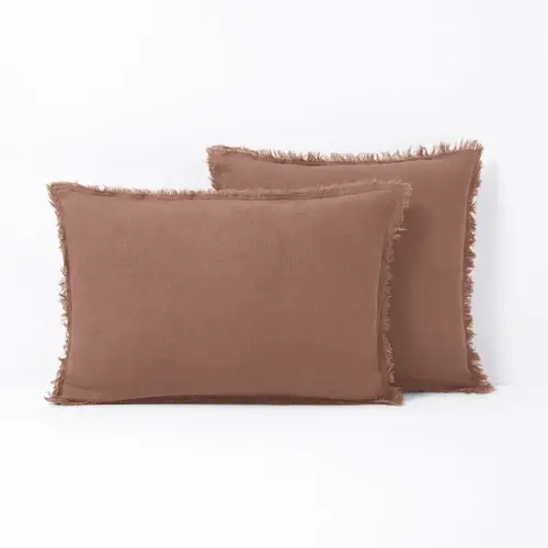 coussin deco couleur automne pas cher naturel lin noisette marron neutre