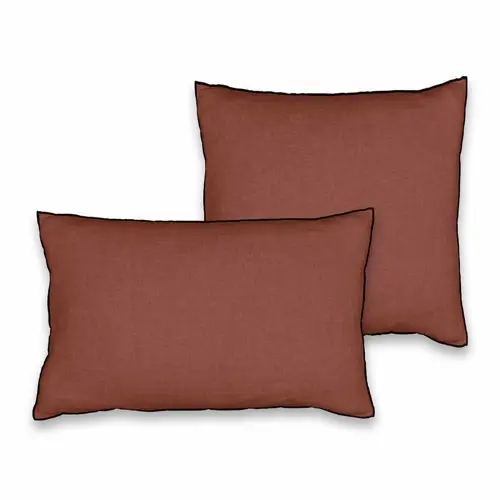 coussin deco couleur automne lin lavé terracotta pas cher