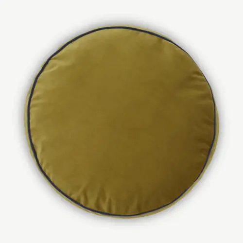 coussin moderne couleur automne rond élégant doré ocre jaune velours