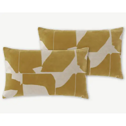 coussin moderne couleur automne motif géométrique couleur ocre jaune