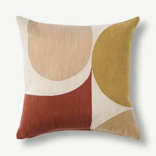 coussin moderne couleur automne forme géométrique abstraite jaune beige terracotta