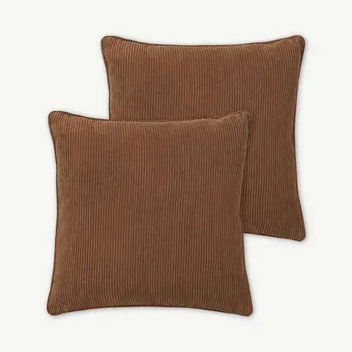 coussin moderne couleur automne velours côtelé brun marron 