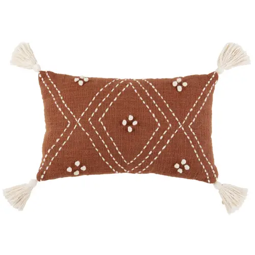 coussin tendance automne exemple terracitta rectangulaire petit pompons