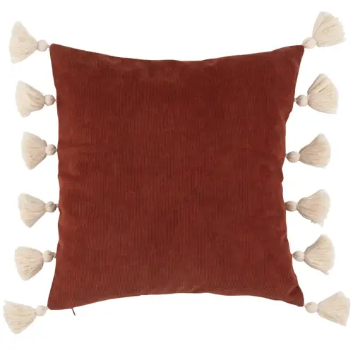 coussin tendance automne exemple pompons écru terracotta pas cher