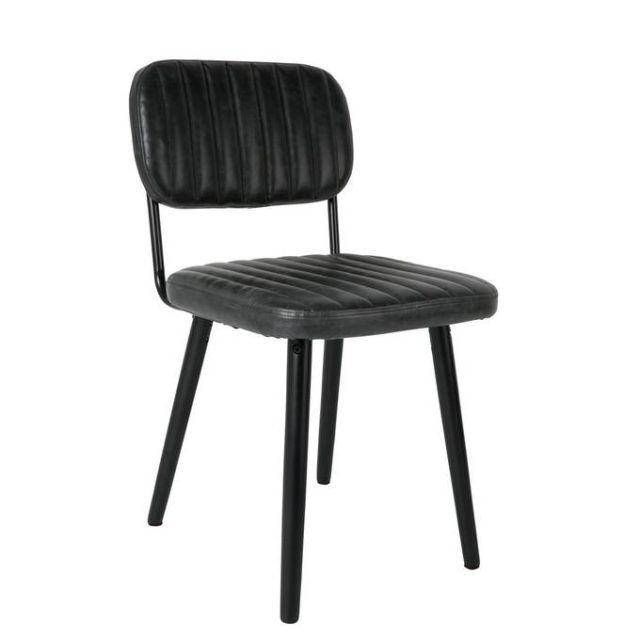 meuble en cuir deco chaise noire style vintage capitonnée