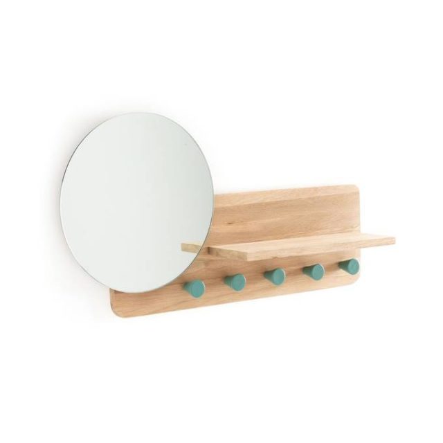 ou trouver deco entree pratique Patère chêne avec miroir Nyjo