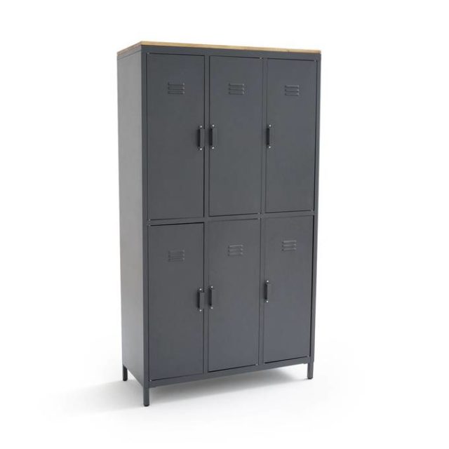 ou trouver meuble entree pratique Armoire/Vestiaire 6 portes métal chêne HIBA