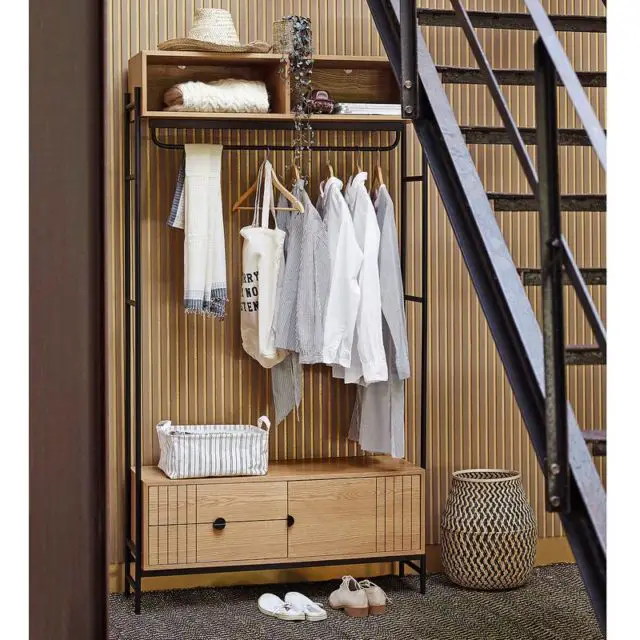 ou trouver meuble entree pratique Vestiaire Clara noir et naturel