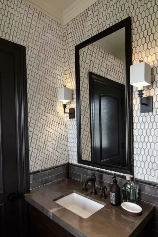 salle de bain masculine exemple 10miroir rectangulaire applique murale carrelage élégant