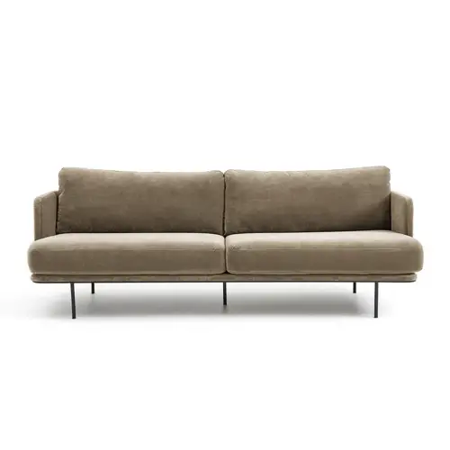 Canapé velours beige cendré meuble et deco scandinave moderne 