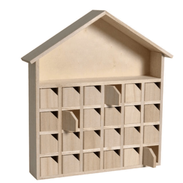 ou trouver calendrier avent bois Calendrier de l'Avent en bois maison 31,5x7x34cm à customiser