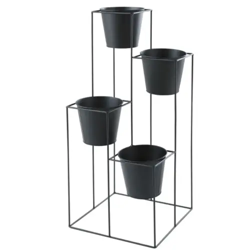 plante cache pot bureau moderne Cache-pot 4 supports en métal noir