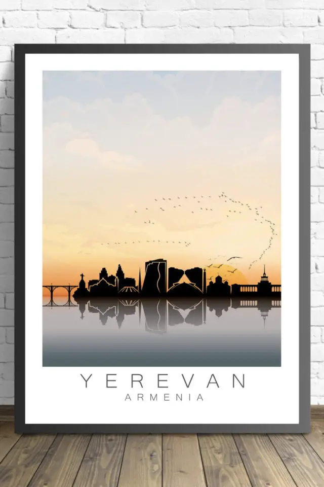 Ou trouver affiche voyage Arménie skyline Yerevan minimaliste 
