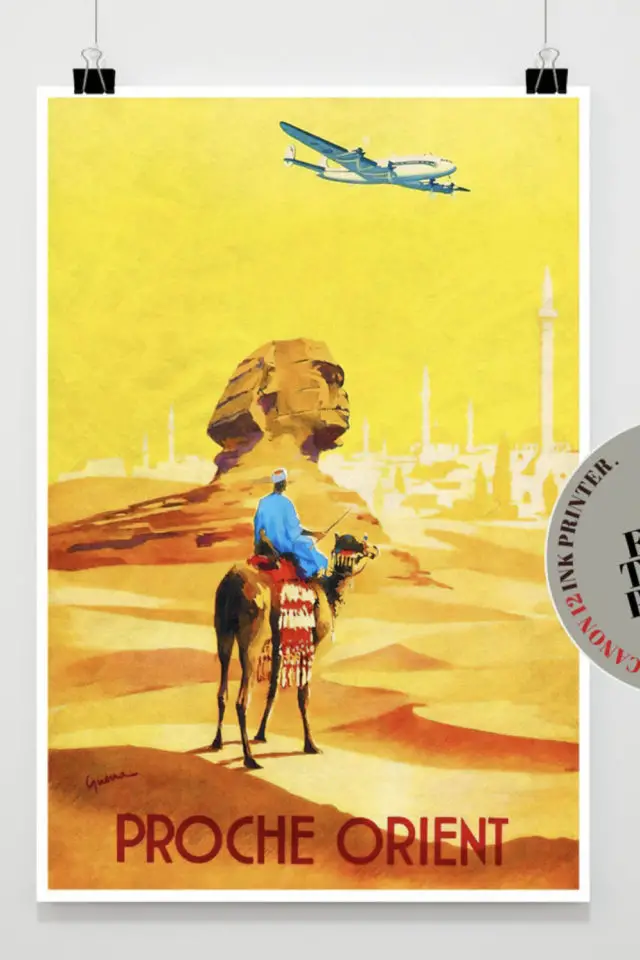 Ou trouver affiche voyage Egypte Le Caire Sphynx avion désert