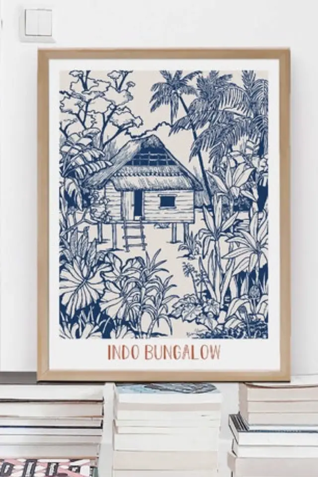 Ou trouver affiche voyage Indonésie bungalow indonésien jungle