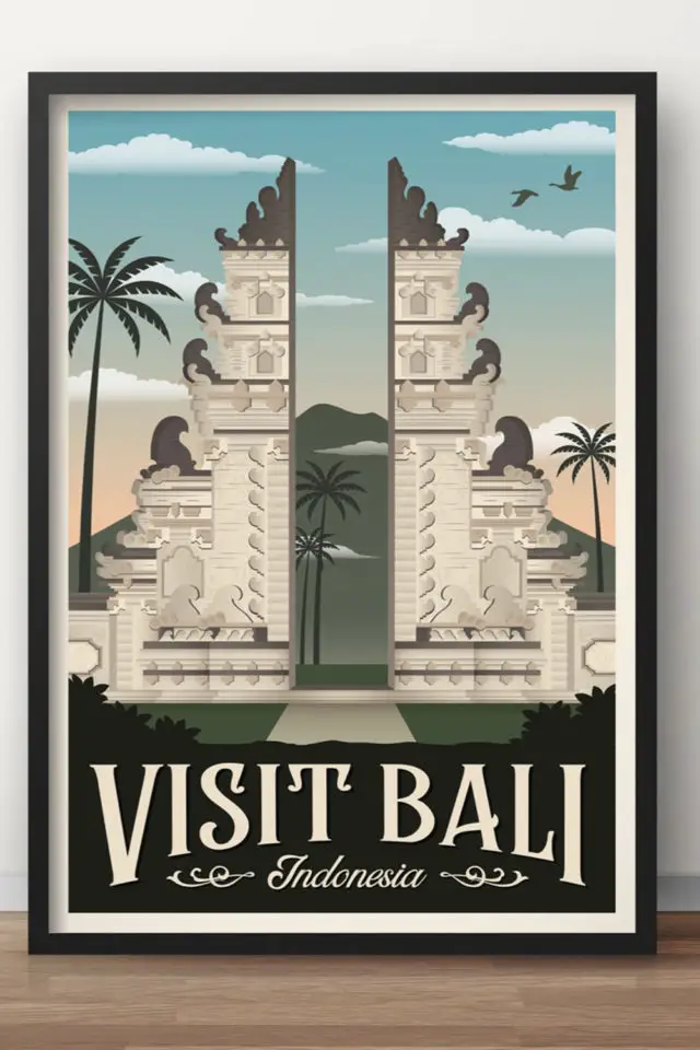 Ou trouver affiche voyage Indonésie visit Bali temple jungle