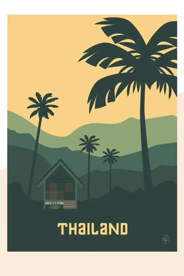 Ou trouver affiche voyage Thailande affiche jungle cabane Thaïlande