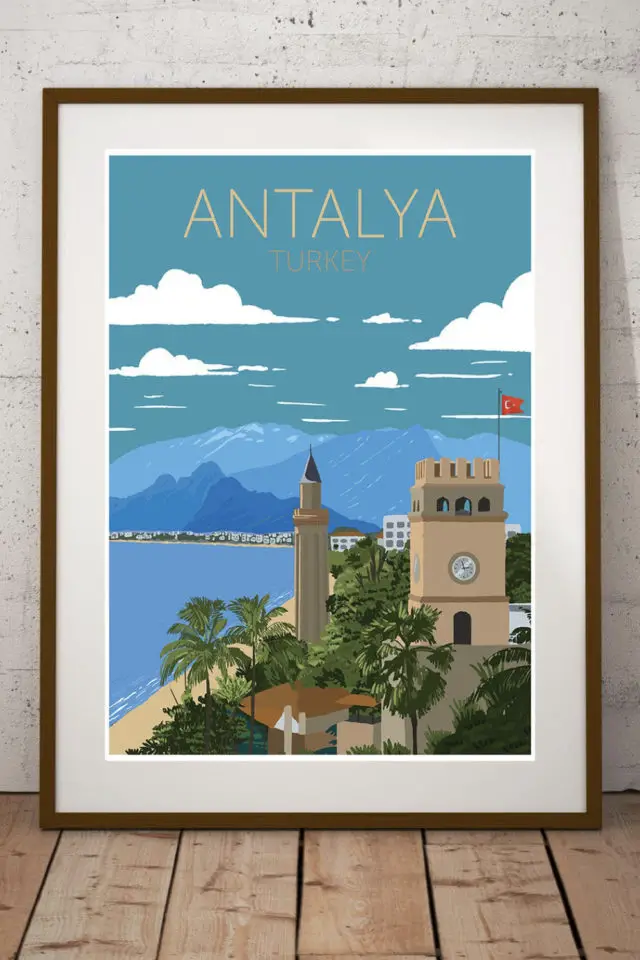Ou trouver affiche voyage Turquie Antalya front de mer 