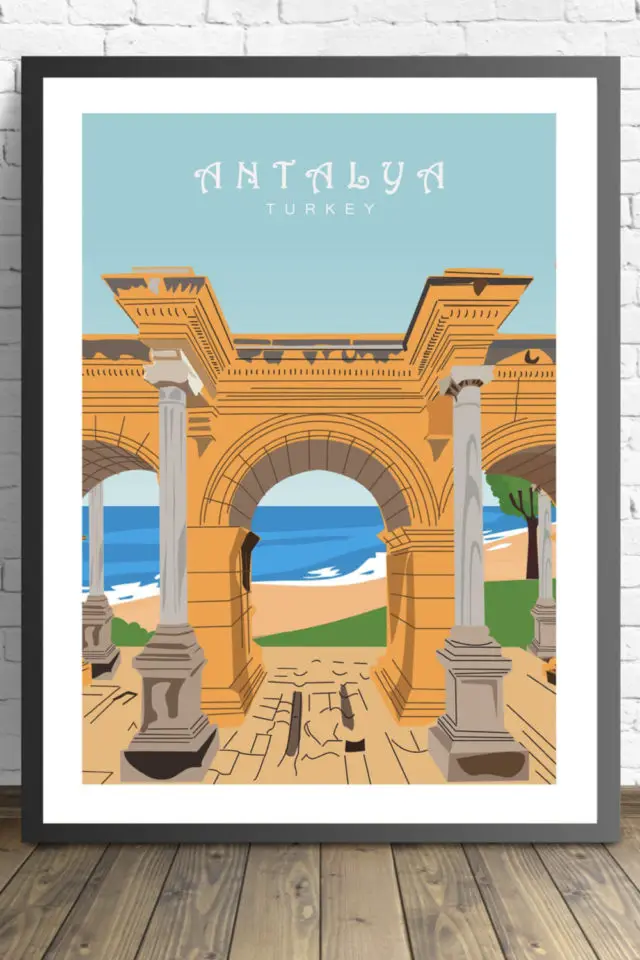 Ou trouver affiche voyage Turquie Antalya antiquité mer plage