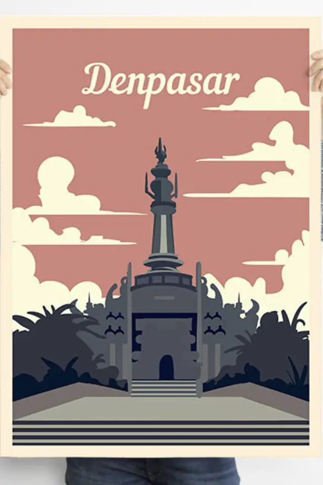 Ou trouver poster vintage voyage Indonésie monument denpasar