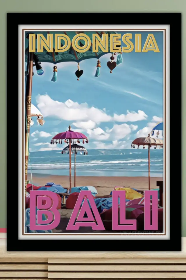 Ou trouver poster vintage voyage Indonésie vintage Bali plage