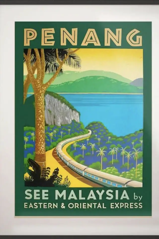Ou trouver poster vintage voyage Malaisie affiche Pennang Malaisie paysage