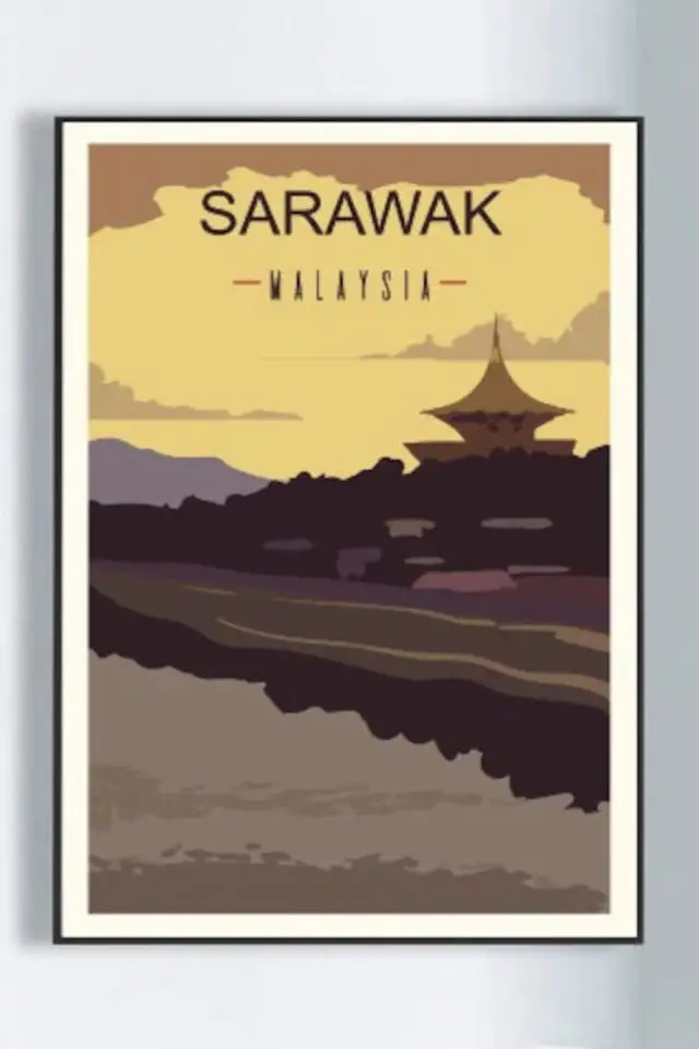 Ou trouver poster vintage voyage Malaisie poster Sarawak Malaisie 