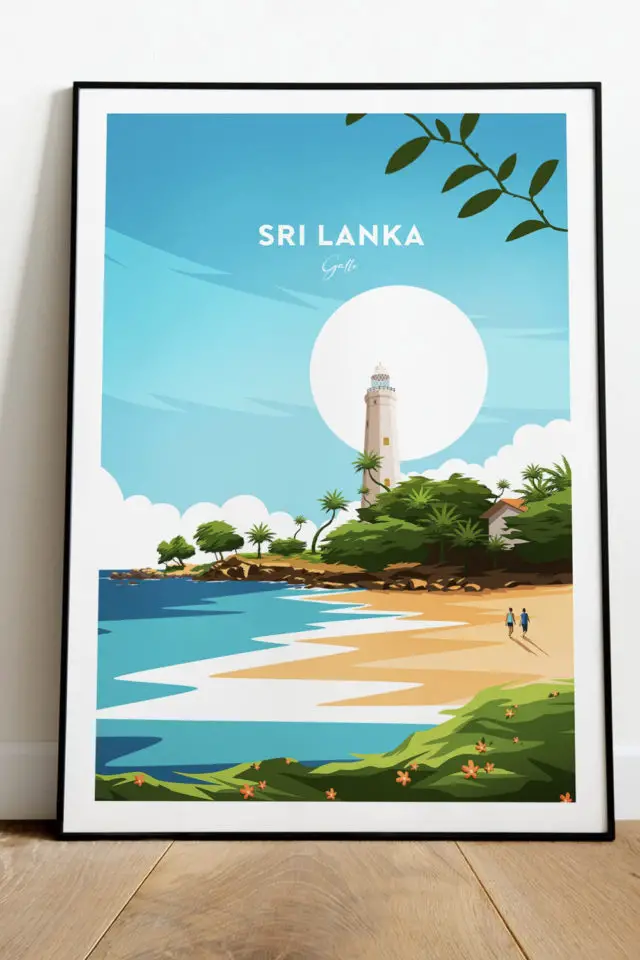Ou trouver poster vintage voyage Sri Lanka plage vintage phare 