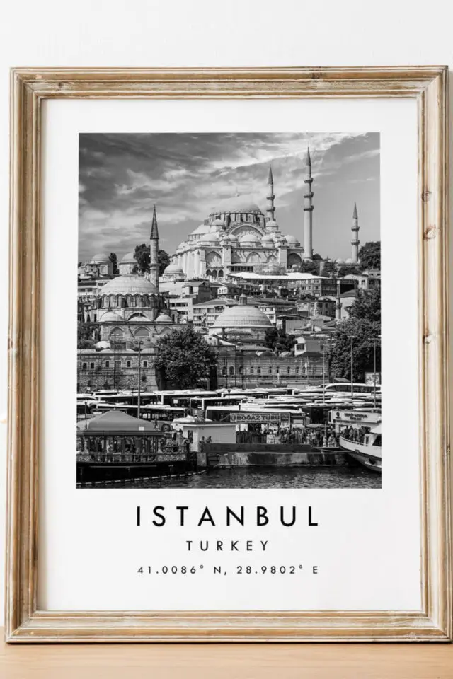 Ou trouver poster vintage voyage Turquie Istanbul mosquée Bosphore bateaux
