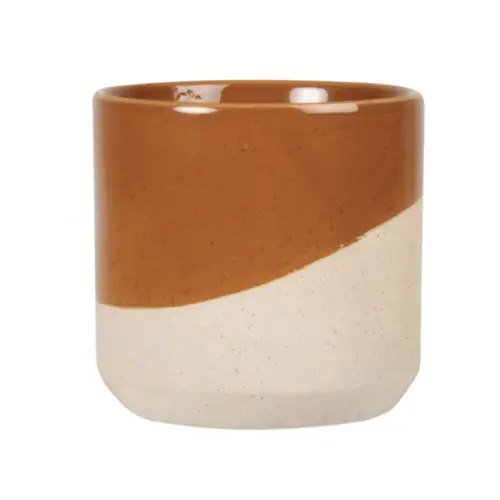 deco meuble style nature moderne Cache-pot en dolomite marron et beige H13