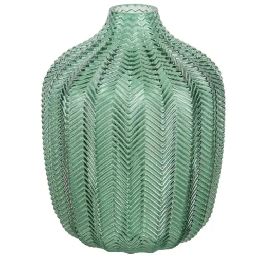 deco meuble style nature moderne Vase en verre teinté vert H18