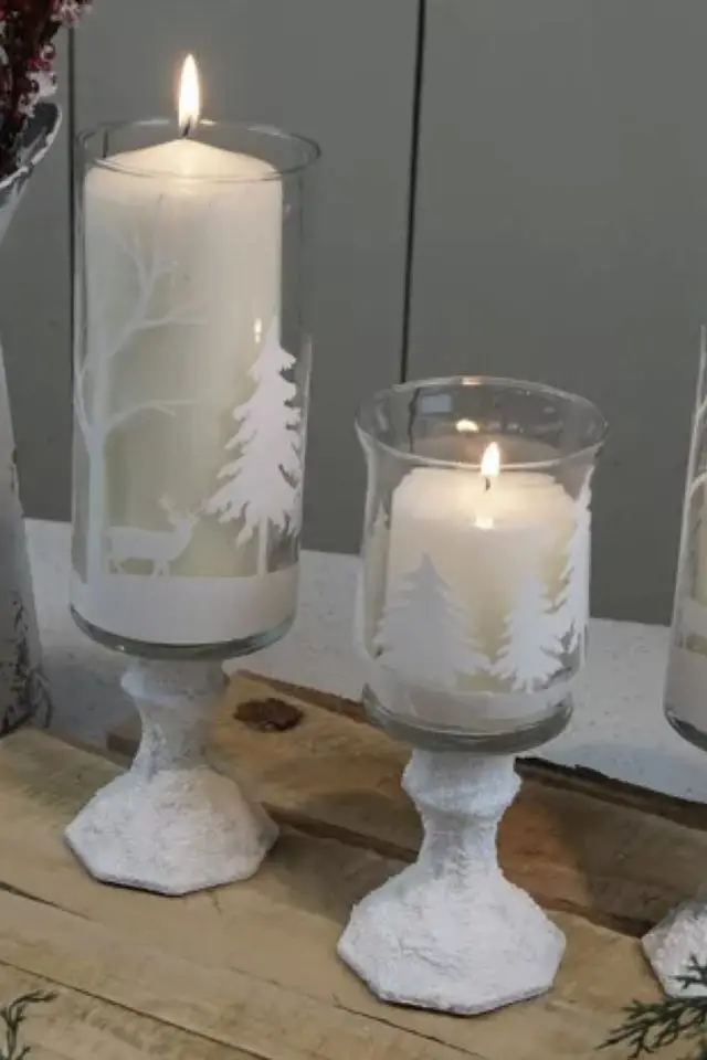 exemple deco personnalisee cricut photophore personnalisé blanc fête de fin d'année