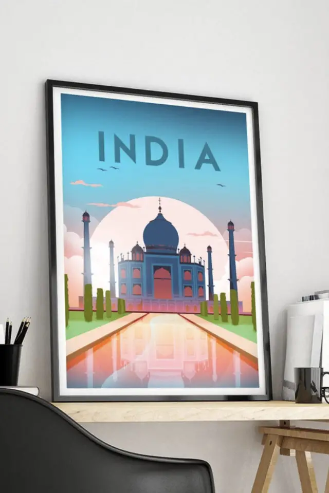 ou trouver affiche voyage inde couleur palais architecture