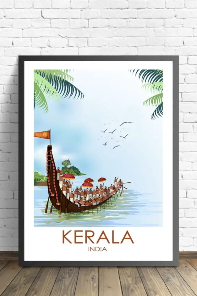 ou trouver affiche voyage inde du sud poster illustration Kerala