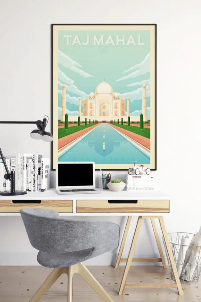 ou trouver affiche voyage inde monument Taj Mahal graphique