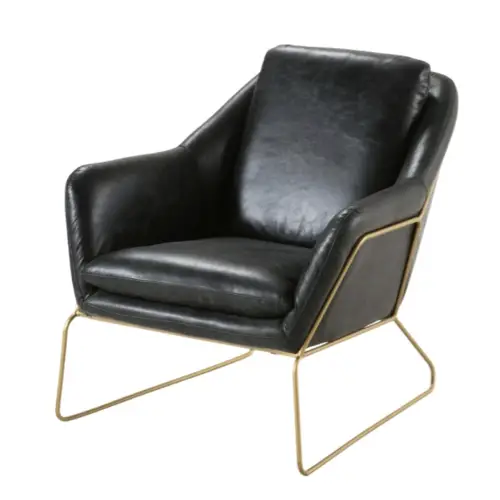 ou trouver deco gothique fauteuil en cuir noir piètement laiton