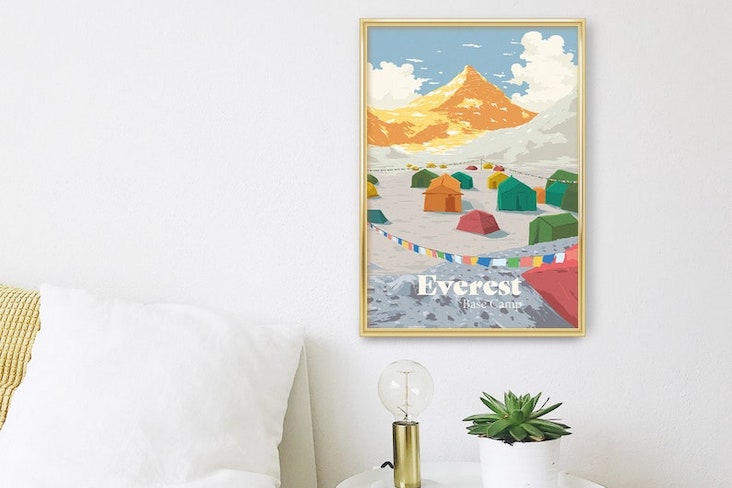 selection affiche deco voyage nepal paysage illustration trekking temple