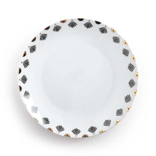 table noel blanc et or Lot 4 assiettes plates imprimée discret élégant