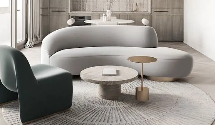 tendance deco 2022 arrondi canapé fauteuil tapis design moderne