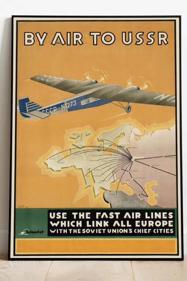 Ou trouver affiche poster vintage voyage URSS Union soviètique by air to USSR avion aeroflot