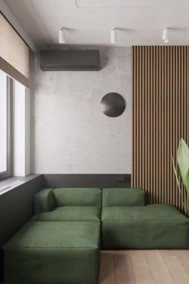 canape couleur organique exemple canapé d'angle vert moderne tendance ambiance minimale