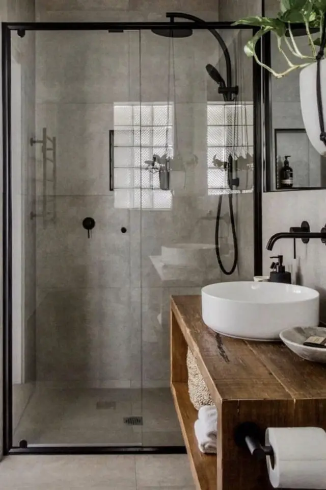 comment relooker salle de bain cabine de douche moderne revêtement mural moderne effet béton