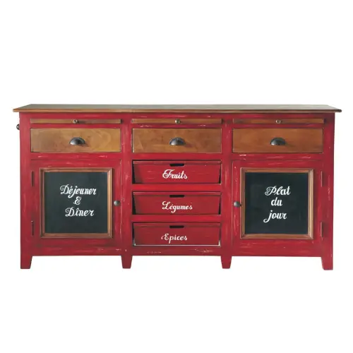 couleurs addict salle a manger Maisons du Monde Buffet en manguier rouge