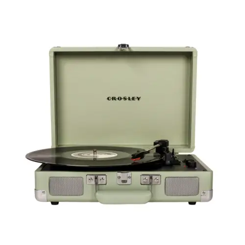 deco meuble piece musique Platine vinyle portable menthe