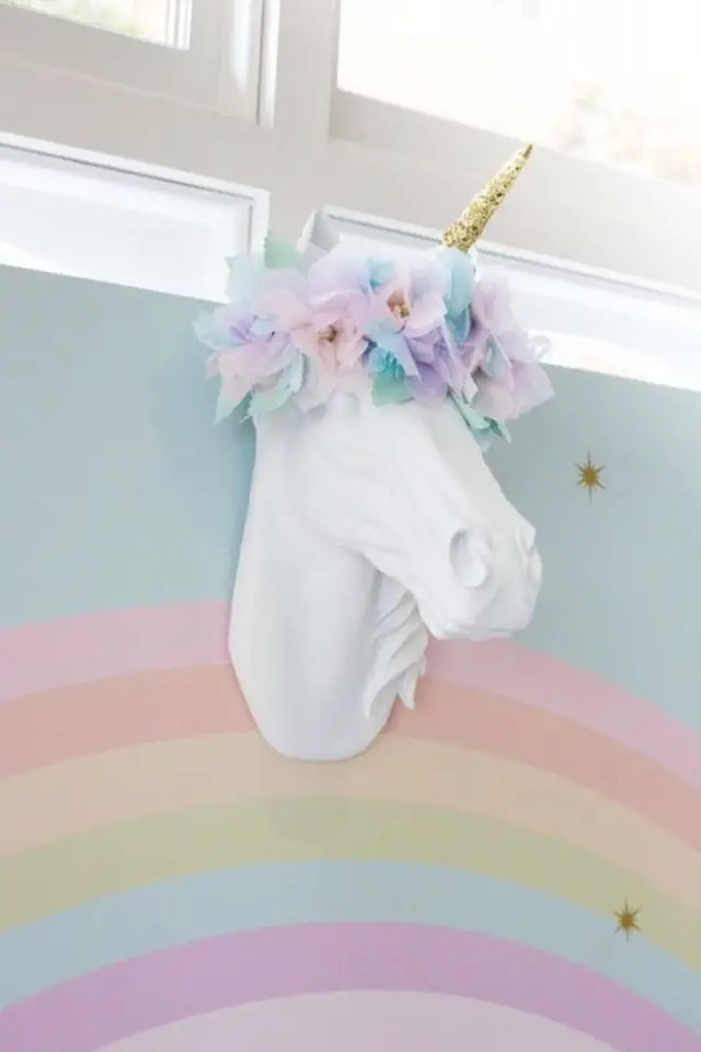 decoration chat licorne pour adulte décoration murale pastel trophée licorne