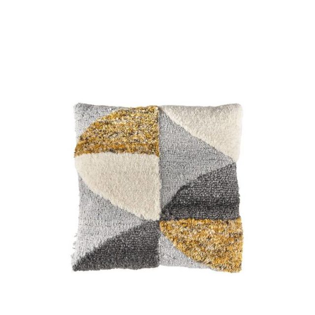 decoration cosy hiver salon Coussin laine relief bouclette gris blanc écru couleur neutre