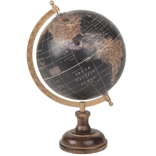 ou trouver decoration style masculin Globe terrestre carte du monde en manguier noir accessoire décoration dessus buffet