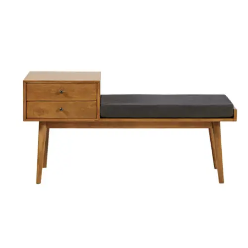 ou trouver meuble entree masculine Banquette d'entrée vintage 2 tiroirs en manguier L.120cm